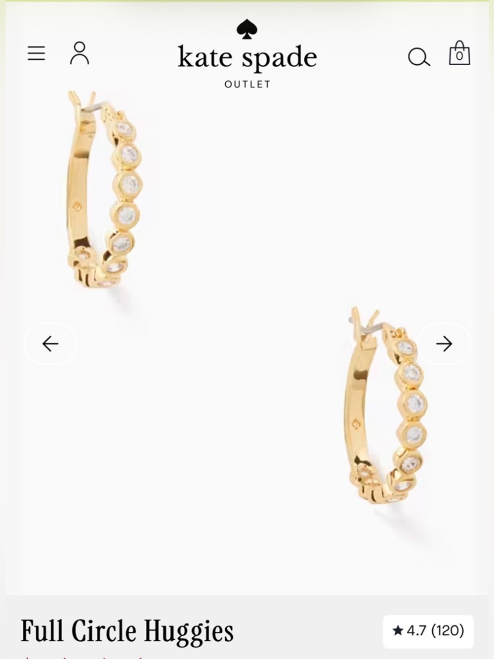 kate spade gold-tone cubic zirconia hoop earrings